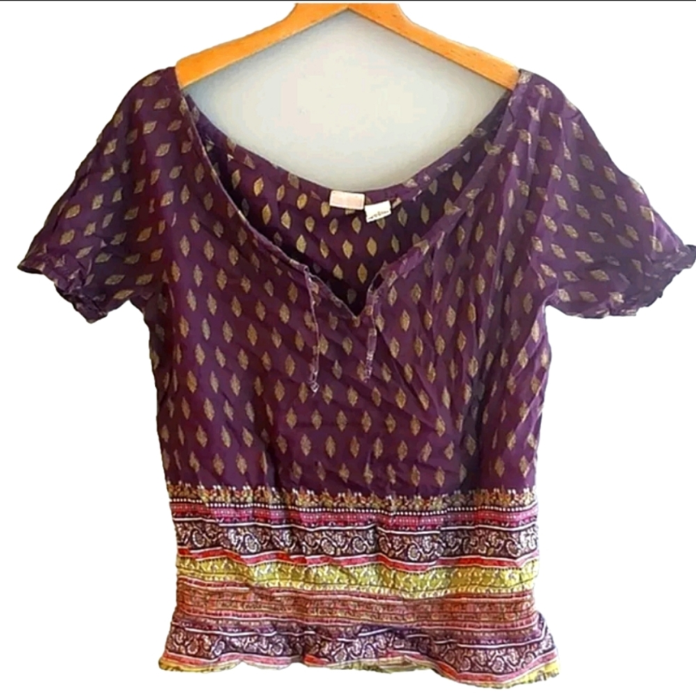 Mudd Boho Top, Plum Purple with , Size Small
